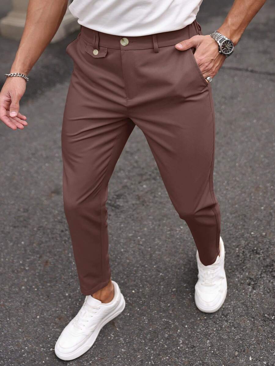 Manfinity Mode 男士休闲纯色斜口袋西装裤