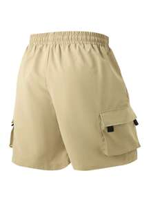 Manfinity Homme Plus Size Men's Casual Versatile Solid Color Cargo Shorts - Khaki - View 2