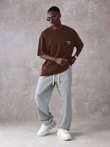 Eclipsis Solaris Studio 超大T恤，带有天体月亮太阳星星图形设计街头服饰节夏季 - 咖啡棕 - 查看 5