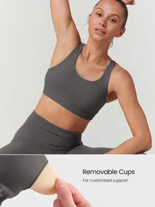 GLOWMODE FeatherFit™ 交叉肩带运动内衣 - 深灰色 - 查看 3