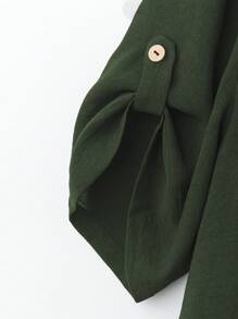 EMERY ROSE Plus Size Women Crew Neck Short Sleeve Casual Comfortable Elegant Mini Dress, Suitable For Daily Commute - Army Green - View 4