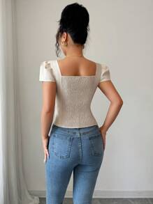 Elenzga 女士优雅夏日度假衬衫 - 杏色 - 查看 2