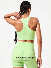 GLOWMODE FeatherFit™ Ruched Racerback Sports Bra - Green - View 2