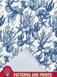 Soleia Top ajustado informal con un hombro, con arrugado, fruncido, dobladillo asimétrico, estampado de animales marinos, estampado azul - Multicolor - Ver 3