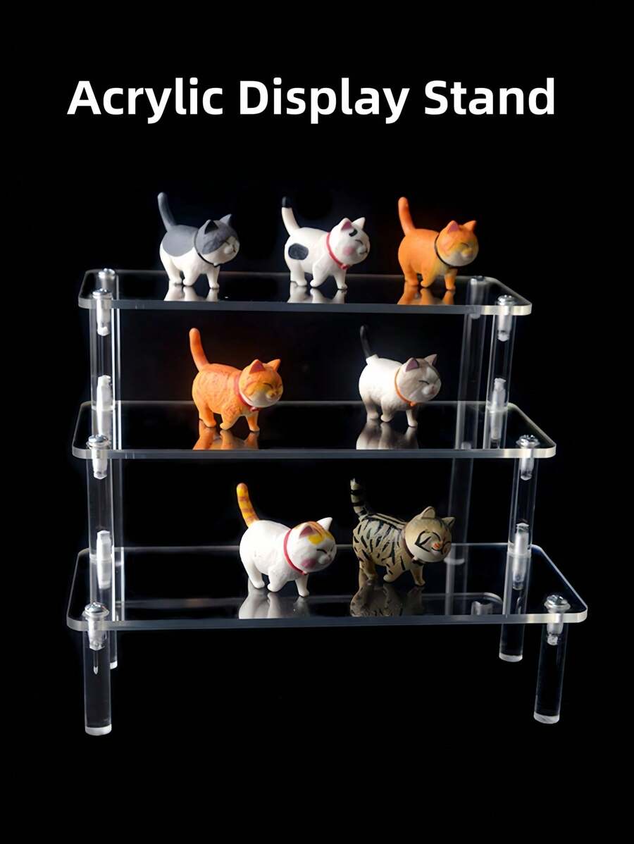 SHEIN Basic living 1PC/2PCS Rak Display Akrilik Transparan 1/3 Lapisan Desain Minimalis Modern Bertingkat Rak Display Multifungsi untuk Meja, Rak Penyimpanan, Cocok untuk Toko, Ruang Tamu, Ruang Belajar, Kamar Tidur, Mainan, dan Kosmetik - MultiWarna - View 1