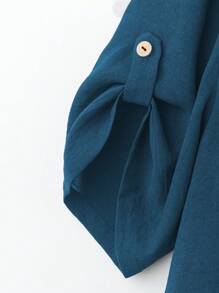 EMERY ROSE Vestido de diseño cómodo de manga corta y cuello redondo para mujer de talla grande, adecuado para uso diario y viajes - Azul - Ver 4