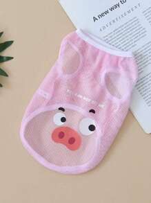 Ropa para perro de malla transpirable de verano/primavera con estampado de dibujos animados que se asemeja a un oso de pelo dorado Keji - Verde - Ver 8