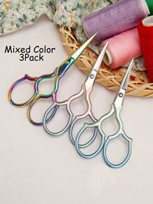 Tijeras de acero inoxidable resistentes a la oxidación, de uso múltiple, de precisión, para manualidades/costura/oficina y recorte facial de cejas, nariz y bigote - Multicolor - Ver 5