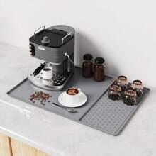 2 件 2 合 1 硅胶咖啡垫和碗碟干燥垫，24 英寸 x 16 英寸咖啡吧垫，带可拆卸碗碟干燥垫，适用于厨房台面，咖啡吧配件适合放在咖啡机、咖啡壶、浓缩咖啡机碗碟架下方 - 彩色 - 查看 9