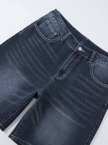 ROMWE MEN Goth Men's Cross Print Pocket Casual Versatile Denim Shorts, Halloween - Blue - View 4