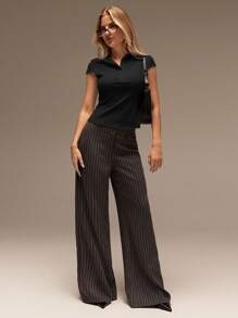 SHEIN Forever 21 春夏女装情人节/休闲/复古/节日/乡村音乐会/早午餐/返校基础款/狂欢节/节日/正式/西部/俱乐部/可爱/外出/度假/办公室/机场/街头/白色短袖半开襟T恤校服