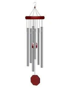 1 件经典银色铝管风铃标签，带 6 个金属管铃，手工木制风铃，适用于户外露台/阳台、周年纪念/生日/感恩节/母亲节礼物、门廊/阳台/入口/花园装饰 - 銀色 - 查看 5