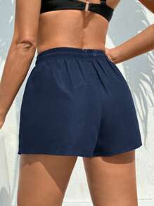 Swim SPRTY Women's Casual Solid Color Drawstring Bikini Bottom Shorts For Summer Beach Vacation