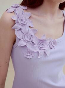MOTF STUDIO FLOWER APPLIQUES TANK TOP - Purple - View 2