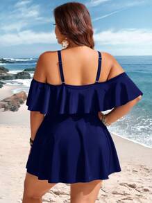 Swim Lushoire 大码女式纯色休闲无袖沙滩裙