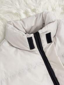 SHEIN Cottnline Men Sticky Zipper Patched AW Fashion Hooded Regular Wintercoat - Grey - View 5