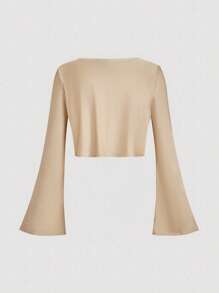 SHEIN MOD 大码香槟色两件套女士开衫中长连衣裙 - 香檳色 - 查看 10