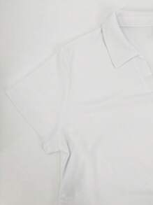 Camiseta de manga corta con cuello de solapa y estampado de caballero, de estilo casual para mujer