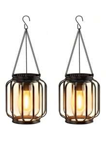 SHEIN 1PC Solar Lantern Outdoor Light, Upgraded Metal Solar Lantern Light, IP65 Waterproof Decorative Pagoda Light, Brighter Hanging Solar Pendant Light, Suitable For Yard, Garden, Patio, Pathway Decoration