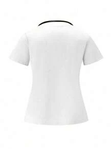 TaskEZ Conjunto de uniforme de enfermera de talla grande para mujer con top de unicolor con cuello en V y parche, bolsillo y manga corta, y pantalón largo