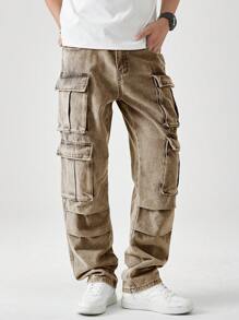 Manfinity Hypemode Quần Jeans Ống Rộng Jeans Cargo Jeans Ống Rộng Quần Jeans Nam - màu nâu - Xem 6