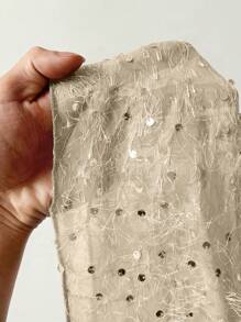 Viva Relle 大码雪纺亮片优雅浪漫披肩裙 - 杏色 - 查看 7