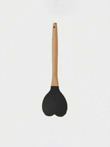1 pieza Espátula con forma de corazón de Amor a Cocinar, mango de madera y cuchara de silicona, utensilios de cocina para el hogar, ollas y cucharas, herramientas de cocina, puedes hacer deliciosas cenas para tus seres queridos