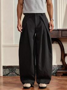 SWAVVY 男士条纹印花拉链交叉宽松裤，秋季