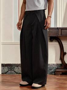 SWAVVY 男士条纹印花拉链交叉宽松裤，秋季