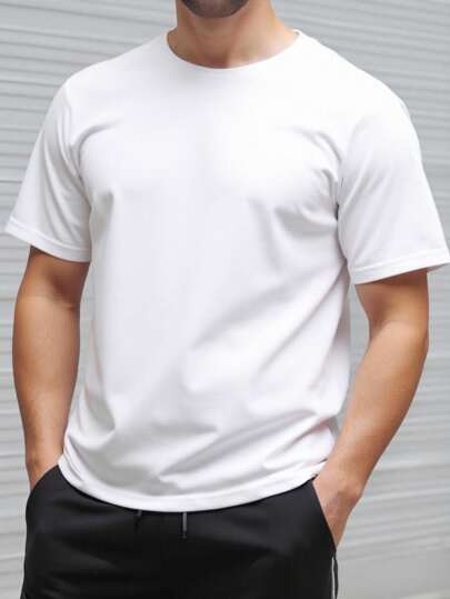 SHEIN Camiseta de manga corta informal para adolescentes varones, apta para deportes, calle, punk, rock, escuela, salidas diarias, fiestas, festivales de música, adecuada para primavera y verano