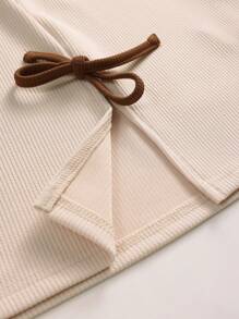 Elenzga 夏季加大码优雅蝴蝶结装饰无袖连衣裙 - 杏色 - 查看 3