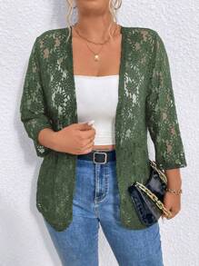 EMERY ROSE 大码优雅通勤纯色蕾丝夹克