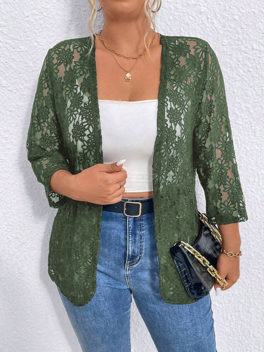 EMERY ROSE 大码优雅通勤纯色蕾丝夹克