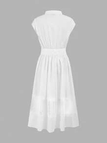 BizChic White,Summer,Elegant,Tea Party Women V-Neck Lace Patchwork Mini Dress,Independence Day Music Festival Outfit,Wedding Guest,Brunch,Urban Commute Dress - White - View 9