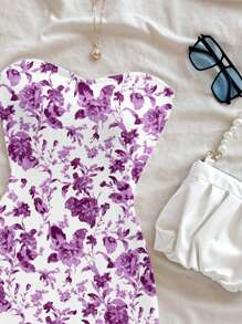 Soleia 休闲花卉印花女式迷你沙滩吊带裙，适合夏季度假