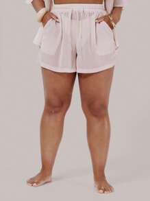 MUSERA Shorts de malla con lazo en la cintura para tallas grandes, ideales para vacaciones, verano y la playa, con un estilo sexy y lindo