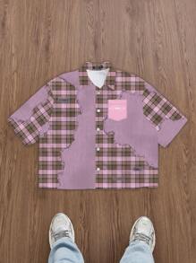 Manfinity ZONE917 男士全印花休闲时尚短袖短款衬衫