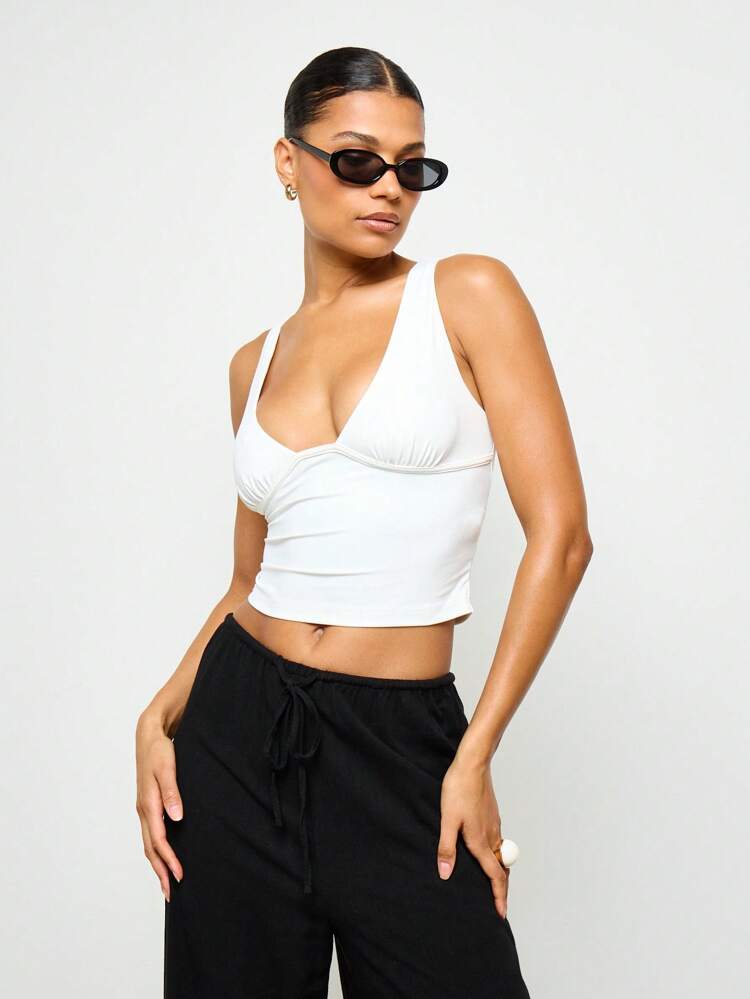 Elegant Ruched Bustier Tank Top Crop Length