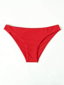 SHEIN Swim 女士夏季沙滩纯色比基尼泳装 - 紅色 - 查看 1