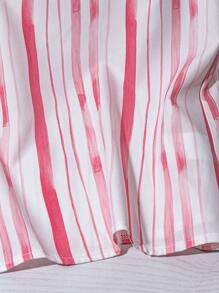 SHEIN Clasi 女士粉色条纹无袖领衬衫 - 彩色 - 查看 4