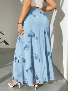 Firerie Falda de talla grande para mujeres con dobladillo fluido y bordado floral elegante