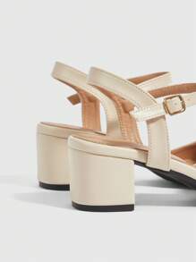 Sleekvia Women's Pointed Toe Adjustable Buckle Fashion High Heel Pumps - Apricot - View 3