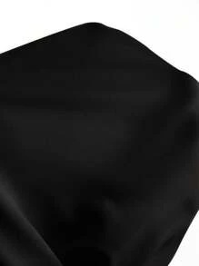 Swim Chiccia Top de Maiô Sexy Decor de Metal de Ombro Caído de Cor Sólida Tamanho Plus Size, Adequado para a Primavera - Preto - Visão 5