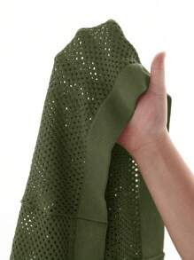 Manfinity Homme Áo len dệt kim kẻ sọc cổ ve màu sắc mùa hè cho nam - xanh quân đội - Xem 6