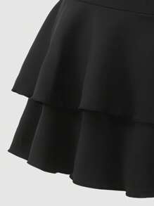Mallas/shorts para adolescentes/niñas estilo casual, deportivo, baile, fitness, versátil y de múltiples capas - Negro - Ver 2