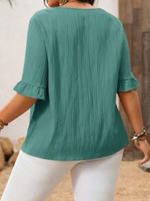 Rosumi Camicetta semplice e alla moda, casual, adatta per tutti i giorni e vacanze, primavera/estate, taglie comode, maniche corte - Blu verde acqua - Visualizzare 7