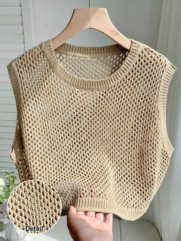Comfortcana European Summer Women's Casual Metallic Lace Hollow Out Tank Top Women S Clothes