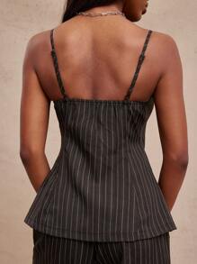 NYA SZN Top Business Casual Office Siren Print Button Up Thin Strap Event Top Office Casual Brunch Fall Summer Thanksgiving Christmas NYE New Years Eve Outfits For Women