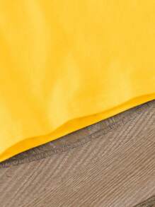SHEIN Young Girl Solid Color Casual Round Neck Short Sleeve T-Shirt, Suitable For Summer - Yellow - View 3