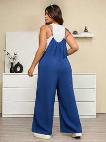 Calvaya Plus Size Women Casual Loose Jumpsuit, Slimming Wide-Leg One-Piece Outfit, Summer